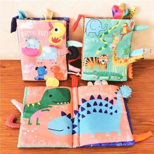 Baby Early Childhood Education Ripped Tail Cloth Book Kidsbooks Washable Dinosaur Ocean Tail Cloth Book Toy