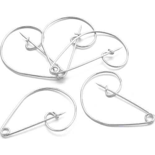 Brass Brooch Pins, Platinum Plated, Nickel Free, Brooch, about 30~31mm wide, 47mm long, 1mm thick