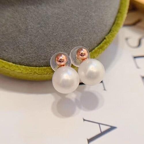 MADALENA SARARA 4-10mm AAA Freshwater Pearl 18K Women Earrings Gold bead Stud Style Au750 Women Earrings