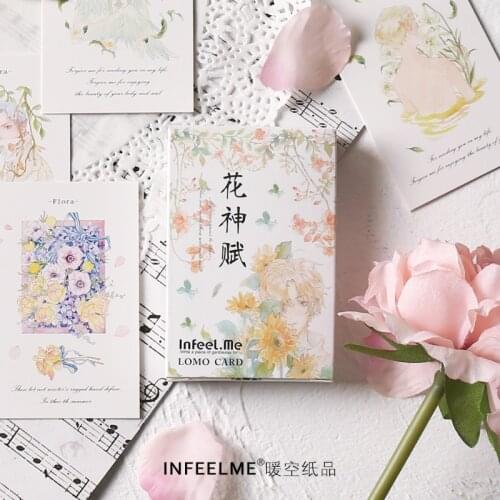 28 Sheets/Set Beautiful Flower and Girl Lomo Card Cartoon Mini Postcard Message Card Christmas Gifts