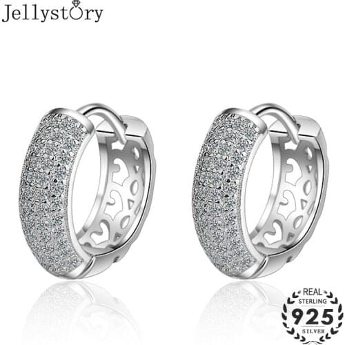 Jellystory Fashion Silver 925 Jewellery Earrings with Zircon Gemstones for Women Geometric Shaped Ear Rings Weddings Party Gifts