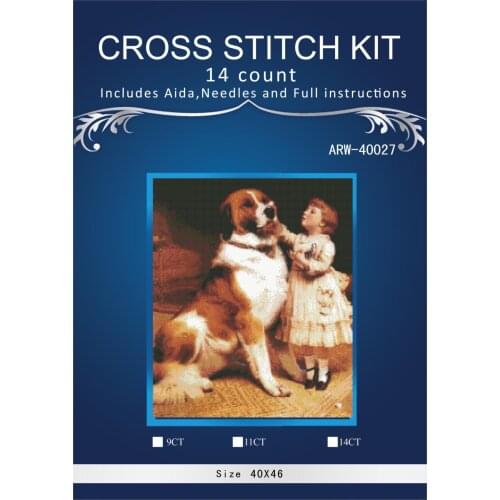 11/16/18/28 Needlework,DIY DMC 14CT Cross stitch,Set For Embroidery kits,waterfall Counted Cross-Stitching Girl with dog