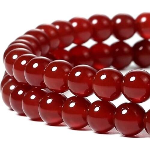Natural Round Red Agate Loose Bead 4/6/8/10mm for DIY Jewelry Making Bracelet Accessories