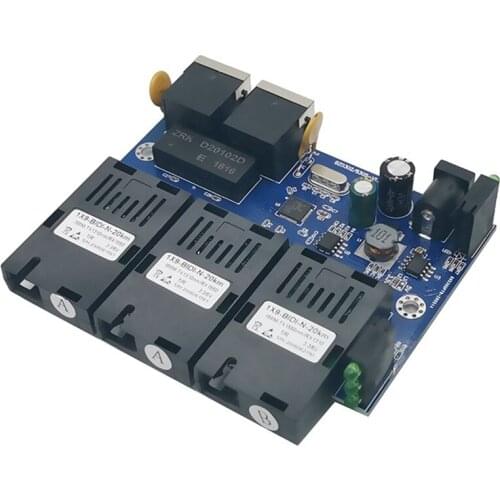 NEW-3SC2E Reverse POE Fast Erhetnet 10/100M Ethernet Switch 3 Fiber Port SC 25KM2UTP RJ45 FiberOptical Switch PCBA US Plug