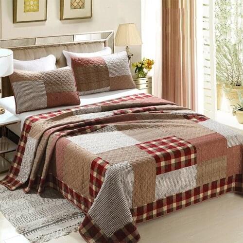 Plaid Bedspreads on the Bed Cotton Quilts 3pcs Quilted Blanket for Bed Cover Patchwork Pillow Shams Queen Size Summer Coverlet