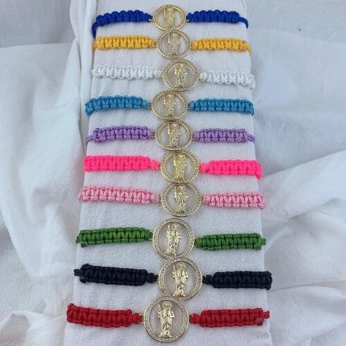 Braided Rope Chain Religious Jesus San Jude Charm Bracelets For Girls Fashion Hand Made Woven Bracelete Women Men