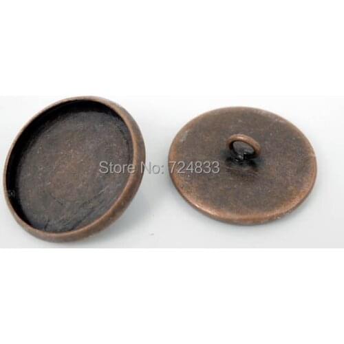 Antique Copper tone Blank Round Bezel Tray Loop Back Buttons Bases Caps Settings DIY Craft Jewelry Findings 8mm - 27mm Wholesale
