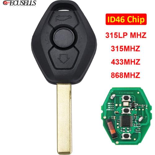 3 Button Remote Smart Car Key 315LP MHZ 315MHZ 434MHZ 868MHZ KYDZ for BMW CAS2 1 3 5 6 Series X5 ID46 Chip HU92 Uncut Blade