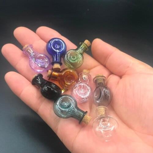Colorful Mini Glass Bottles Perfume Necklace Pendants Wishing Drift Bottles With Cork Arts Jars Pendants Gifts Vial Decor 10pcs