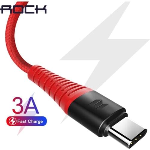 ROCK Hi-Tensile 3A Type C USB Cable for Samsung Xiaomi LG USB Fast Charging Data Braided Charger Android Phone