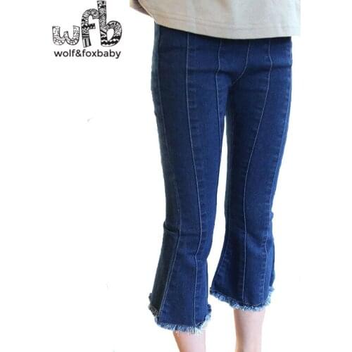 Retail 2-8 years girl western style seven quibs pants children jeans spring fall autumn