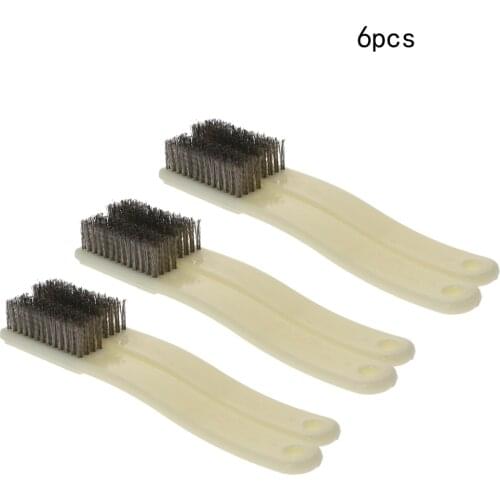 Utoolmart 2/3/6pcs 4-Row Stainless Steel Wire Brush Plastic Handle 165mm x 20mm x15mm Size Cleaner Hand Tool For Cleaning