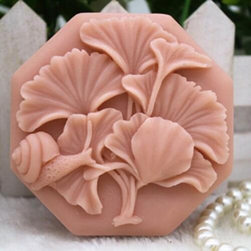 New Product!!1pcs Snail and Ginkgo Leaf (zx328) Silicone Handmade Soap Mold Crafts DIY Mould