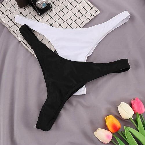 Women Sexy Bikini Bottom Swimwear Beach Bathing T-Back Thong G-string Black Bathing Swimming Beach Swimwear Trunks