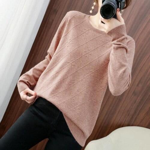 WEIHAOBANG 2021 New Autumn Winter Womens Round Neck Knitted Sweater Pullover Solid Color Loose Long Sleeve Knitted Top