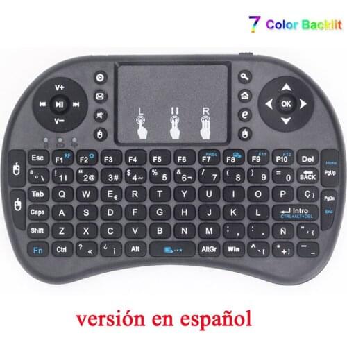 Wiisdatek Original i8 Spanish Version 2.4GHz Wireless Keyboard Air Mouse Touchpad for Android TV BOX Mini PC
