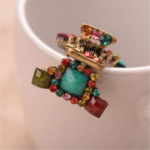 WWLB Brands Design Girls Hair Claws Ornaments Golden Metal For Women Color Rhinestone Resin Crab Clip Hair Accessories Jewelry