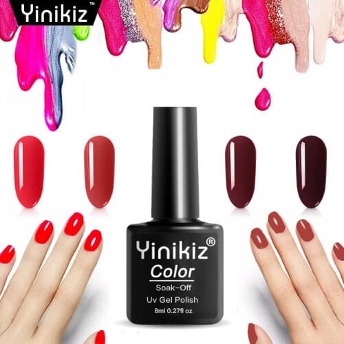 Yinikiz New Product Nail Art Beauty 8ml Wine Red Series Colors Gel Nail Polish Soak Off Uv Led Nail Gel Lacquer