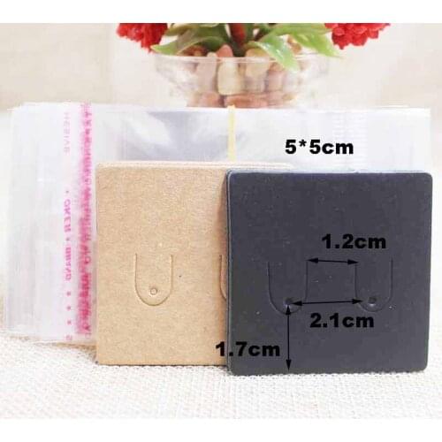 ZerongE jewelry blank stud earring display tag card 100pcs +100pcs opp bag for stud/drop earring packing custom cost extra