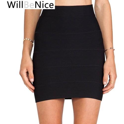 WillBeNice 2019 Chip Quality Black Red Sexy Womens Short Stripes Pencil XL Wholesale Bandage Skirt Bandage Skirt Woman Elastic