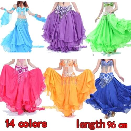 New BELLY DANCE TRIBAL GYPSY ATS RENAISSANCE PIRATE WENCH chiffon COSTUME large SKIRT dress dancewear 3 layer 14color new