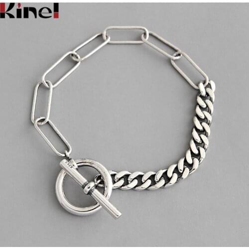 Kinel Woman Bracelet 925 Sterling Silver Vintage Old Chain Bracelet Personality Couple Silver Jewelry Free Delivery
