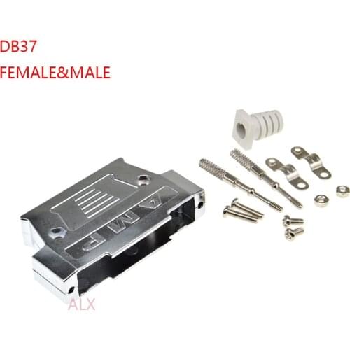 1set DB37 female MALE CONNECTOR + metal shell Solder Type D-Sub CONNECTORS 37 pin plug socket Adapter for DB62 8W8 13W6 17W5