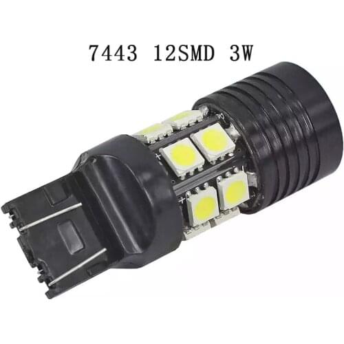 1PCS LED Lighting Bulbs 12V White T20 7443 5050 12SMD +Cree Canbus Car Reverse Light Brake Light Backup lamp Stop lights