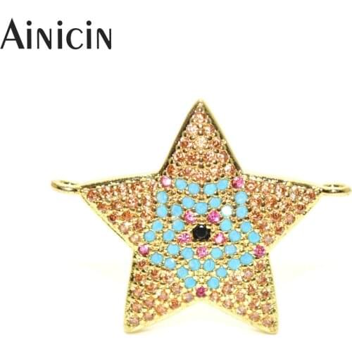 10pcs 18x24mm Full Rhinestone Crystal Setting Five-pointed Star Connectors For Fashion Jewelry Making Findings