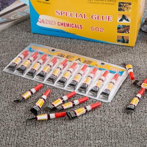10pcs Liquid Super Glue 502 Instant Strong Bond Leather Wood Rubber Metal Glass Cyanoacrylate Adhesive Stationery Store Nail Gel