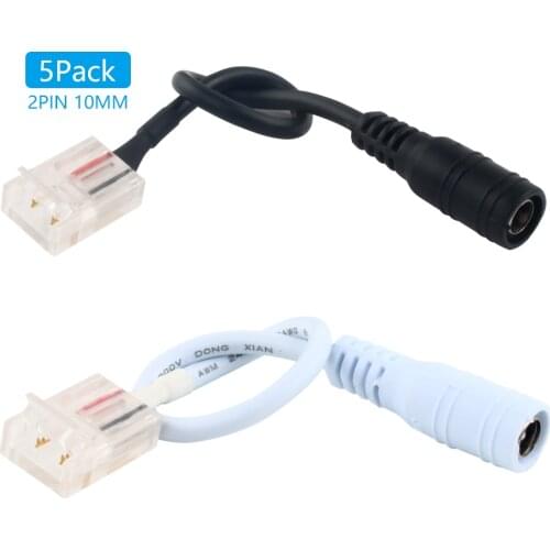 2 Pin LED Connector 5 Pcs 10mm Wide PCB Connector Extension Cable Cord Wire For SMD 5050 3528 2835 LED Flexible Strip Lighting