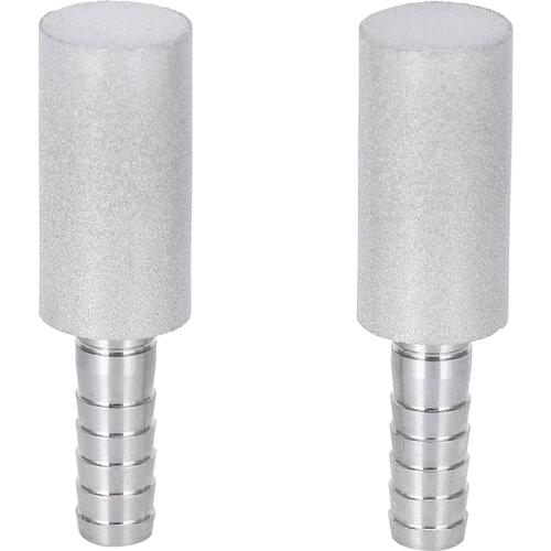 2Pcs 0.5 Diffusion Stone Stainless Steel Aeration Stone with 1/4 Inch Outer Diameter Barb Beer Gun
