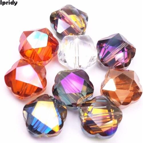 20 pcs/lot 14mm Plum Blossom Glass Diamond Crystal Beads Cut Rhinestones Straight Hole Loose Beads For Fashion jewelry Making