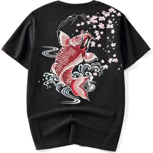 2021 Summer Fish Embroidery Couple Personalized Short Sleeve T-shirt Men and Women Fashion Hip Hop Loose Fashion