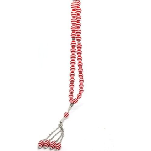 33 beads with oval resin stripes, Islam and Muslim prayer beads, random mixed colors can also be shipped privately