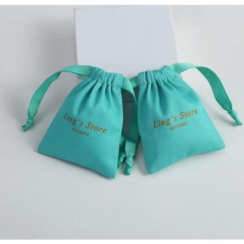 50 Cotton Bags Print Your Logo Small Drawstring Pouches Personalized Jewelry Packaging Bag Chic Wedding Favor Bags Jewelry Pouch