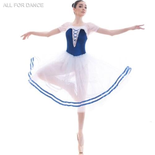 A18700 Royal Blue Velvet Bodice Long Romantic Ballet Tutu Girl & Women Dance Costume Ballerina Dance Tutus