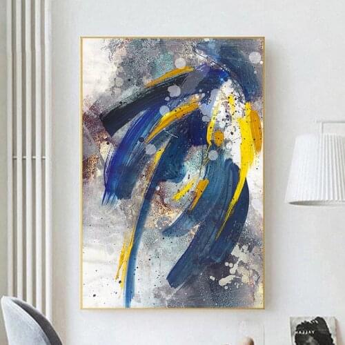 Abstract Yellow Feather Canvas Painting Modern Graffiti Art Prints and Posters Wall Art Pictures for Living Room Home Decoration