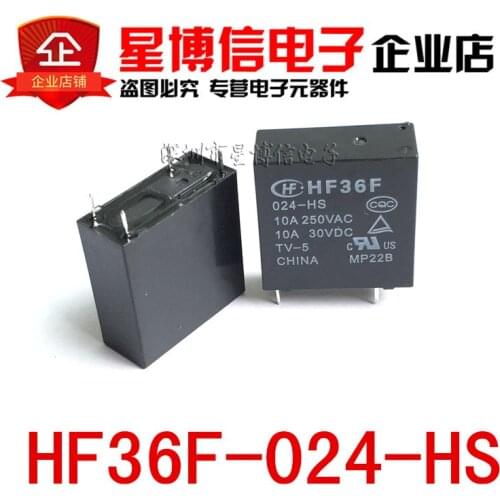 Free Shipping 5PCS 100% new HONGFA HF JZC-36F-024-HS 4PINS 10A250VAC/30VDC 24VDC Power Relay original HF36F-024-HS