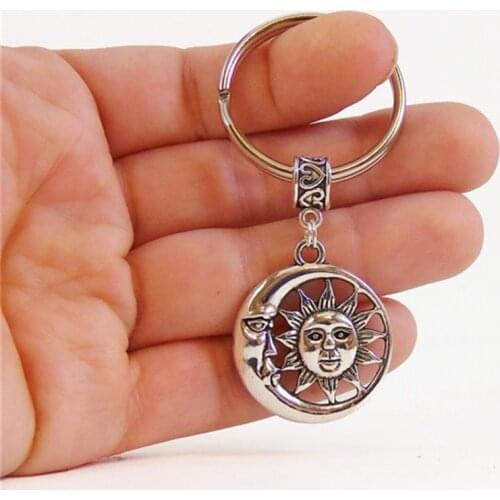 Key Chain Charm Moon Sun Keychain Cute Keychain Women And Men Vintage Keychain Ring Car Accessories Car Phone Decoration