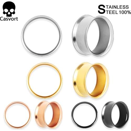 Casvort 2PCS Stainless Steel Double Flare Ear Gauges Ear Plugs Body Piercing Tunnels Stretchers Body Jewelry Earrings Expander