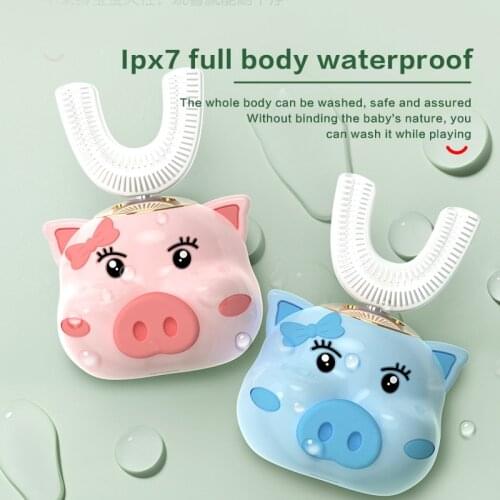 U-shaped Childrens Electric Toothbrush With Soft Bristles 3-12 Baby Smart Rechargeable Waterproof Toothbrush Oral Cleaning