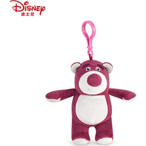 Disney Original Lotso. Toy Story Plush Toys Pendant Cartoon Strawberry Bear Stuffed Doll KeyChains 12cm