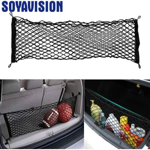 For Car Van Pickup SUV MPV Car Trunk Nets 110 x 50 cm Elastic Strong Nylon Cargo Luggage Storage Organizer Net Mesh With Hooks