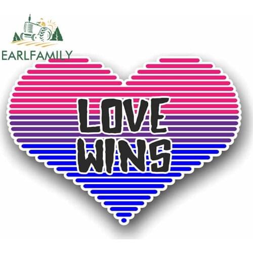 EARLFAMILY 13cm x 9.5cm Lgbt Heart with Bisexual Pride Love Wins Motif Vinyl Car Sticker Decal