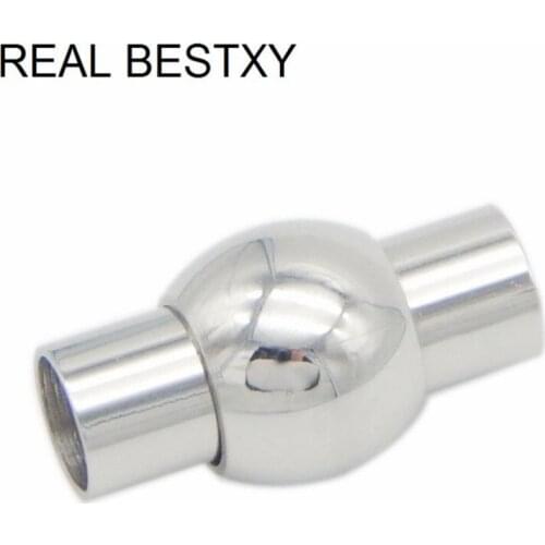 10pcs/lot Handmade Glossy 316l Stainless Steel Oblate Buckle Magnet Hook Jewelry Findings Leather Bracelet Magnetic Clasp DIY