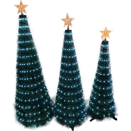 HY Other Pre Lit Pop Up Christmas 1.2m 1.5m 1.8m Artificial Xmas Tree Green Folding Flat Festive Home Decoration Whit Led