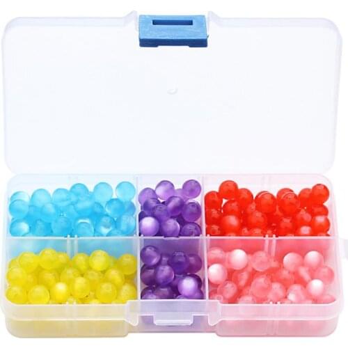 Scoster 250PCs 8mm 5 Color Mixed with Box Cats Eye Beads Acrylic Plastic Round Beads Necklace Beads for Jewelry Making RE-09