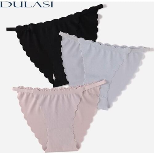 Solid Low Waist Ice Silk Women Underwear Sexy Free Comfortable Breathable Girl Brief / Panties DULASI 3 pcs/ lot
