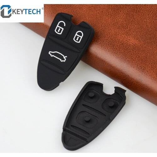 OkeyTech Soft Silicone Rubber 3 Button Pad For Alfa Romeo 159 Brera 156 Spider Replacement Black Smart Card Housing Car Key Pads